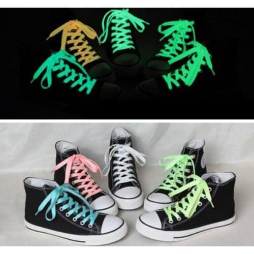 Hot Selling 60cm Sport Luminous Shoelace In The Dark Night Glow Fluorescent Shoelace Athletic Sport Flat Shoe Laces