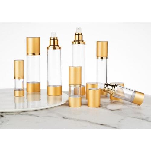 50ML matte gold airless bottle for lotion emulsion serum liquid foundation whitening essence sin care cosmetic packing