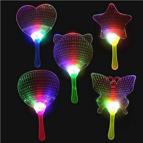 Fashion LED Chinese Hand Fan Plastic Colorful Light Up Flashing Kids Toys Costume Party Decoration Advertisement Gift ZA3494