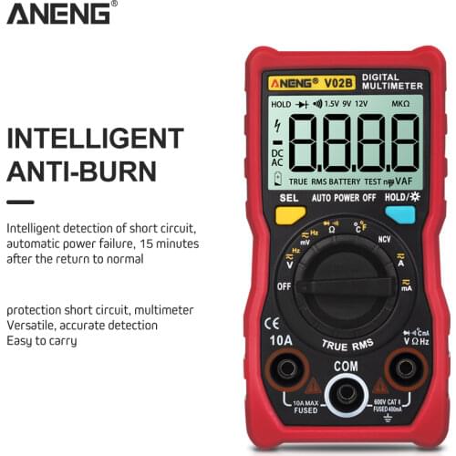 ANENG V02B analog digital multimeter meter transistor tester multimetro multimeter auto peak power off meter car multi meter