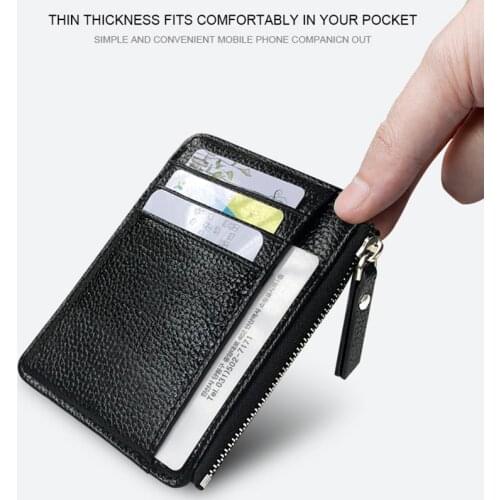 Men Wallet Solid Color Textured PU Zipper Card Holder Mini Coin Purse FS99