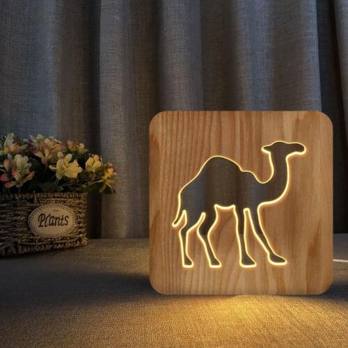 Camel Animal Table Lamp Nordic Style Wooden Headlight Creative Childrens Bedroom Bedside Wooden Headlight