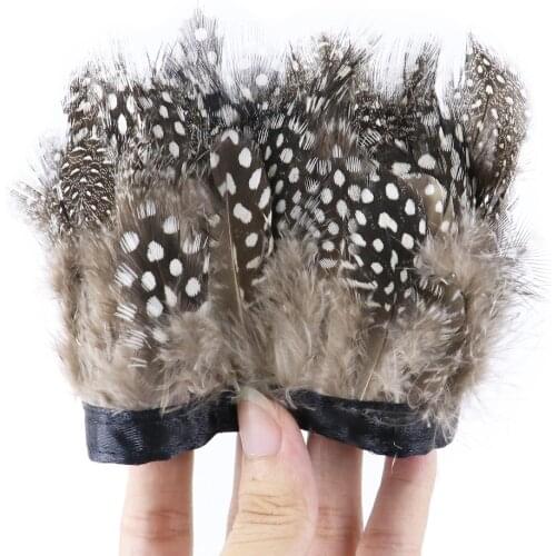 1 meter Natural feathers Real Guinea fowl feather trims Wedding Party Accessory 5-8CM Width Dyed Colorful Decoration Ribbon