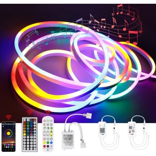 Neon Strip Tuya Wifi Dimmable LED Neon Light SMD 3030 RGB Background Tape Lamp Bluetooth APP 12V Waterproof Home Decoration