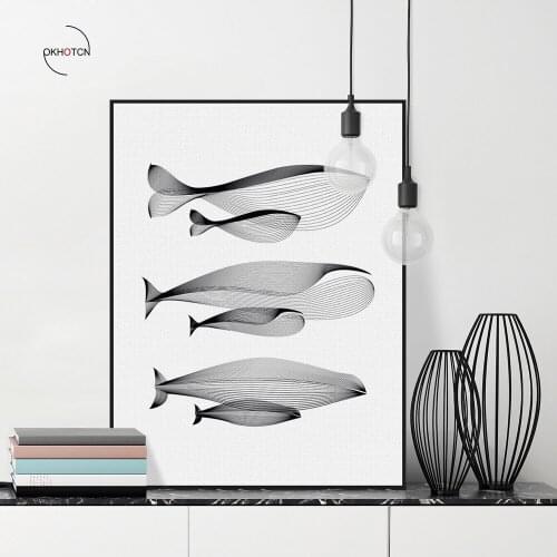 Unframed Nordic Fish Canvas Picture Minimalist Art Painting Printed Bedroom Decoration Wall Poster