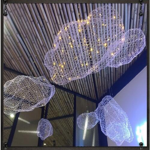 Northern Industry Wind Restaurant Chandelier Tea With Milk Clothing Shop Bar Counter Iron Net Flaky Clouds Lamp