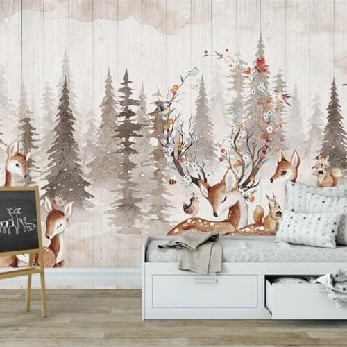 Dropship Custom 3D Mural Wallpaper Forest Elk Wallpapers for Children Room Kindergarten Bedroom Living Room Modern Wallpaper