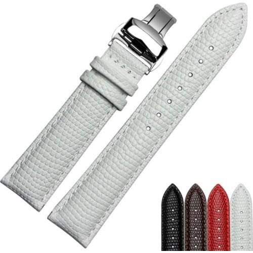 12mm 14mm 16mm 18mm 20mm Genuine leather watchband High quality Lizard grain with deployment clasp Bracelet