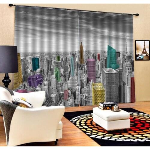 Building curtains 3D Curtain Printing Blockout Polyester Photo Drapes Fabric For Room Bedroom Window Watercolor