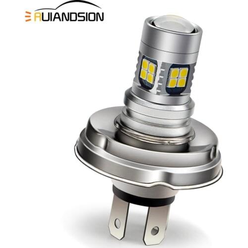 RUIANDSION 1Pcs P45T H4 LED 6-30V 6V 12V Car Healight Bulb Motorbike Moped Tractor Fog Driving Lamp 6000K White 3030SMD 800Lm