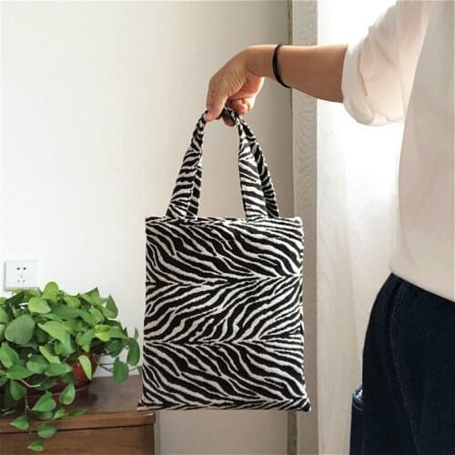 Vintage Zebra Pattern Women Small Purse Handbags Fashion Ladies Reusable Shopping Bags Simple Female Daily Mini Casual Tote