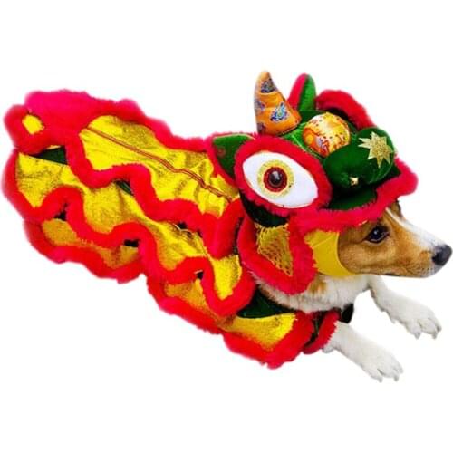 Funny Dog Clothes 's Pet Chinese Costume Dragon Dance Lion Dog Cat Coats Lion Dance Red Festive Lucky Clothes Teddy