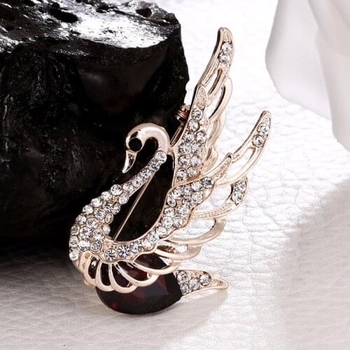 Crystal-Rhinestone Swan-Wing Brooches For Women Elegant Animal Pins And Brooches Fashion Jewelry
