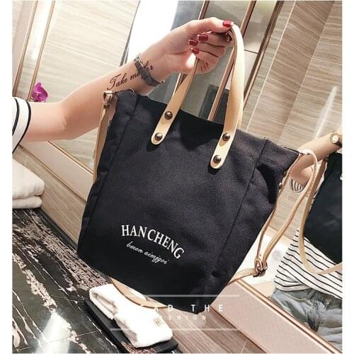 Womens bag new canvas bucket daughter bag Korean casual handbag simple fashion shoulder Messenger bag
