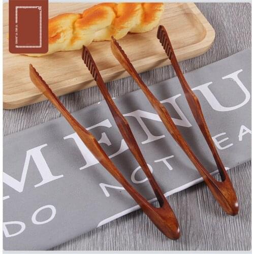 1 pc Wood Food Tongs Barbecue Steak Tongs Bread Dessert Pastry Clip Clamp Buffet Kitchen CookingTools