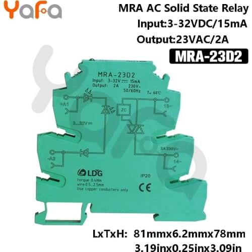 1pc MRA series New Mini 6.2mm 2A Input: 3V 5V 12V 24V DC AC SSR Solid State Relay Auto Interface DIN Rail Switch Relay Module