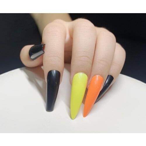 100Pcs Solid Color Full Coverage Ballet Long Nail Art Sticker DIY Manicure Decor