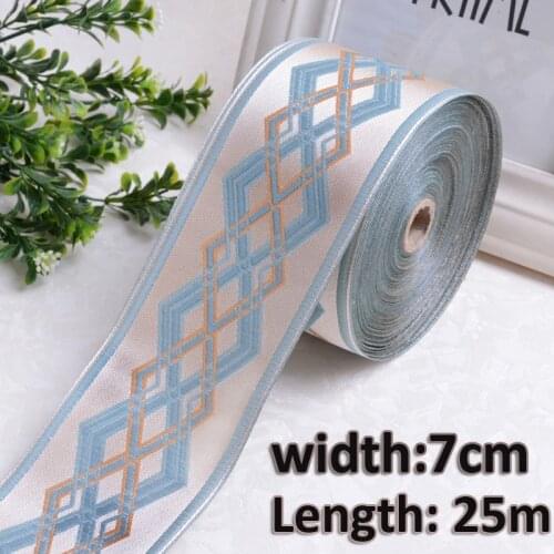 25 Meters/Roll 7cm Width Vintage Ethnic Jacquard Ribbon Arabic Lace Trim DIY Clothes Bag Accessories For Curtain Carpet Decor
