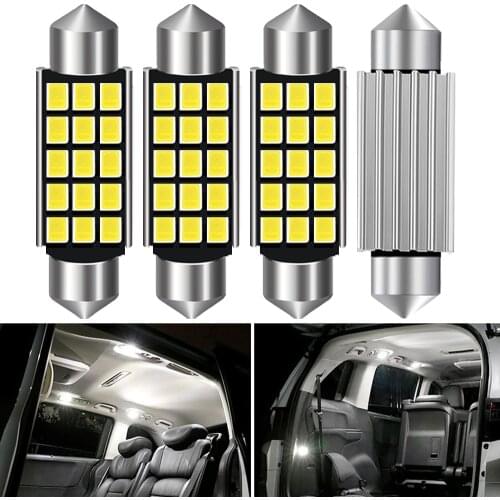 4X C5w led CANBUS 42mm 31 36 39mm Festoon C10W led bulb 2835 15SMD 12V reading lamp car Interior Light White Error Free 6000k