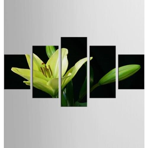 5 panel white white lily mural art home decoration living room canvas printing modern painting XL-FJ319-1