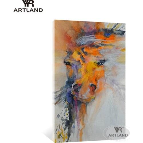 Abstract Animal color horse head Handmade home wall decoration oil painting on canvas pictures for living room Entrance unframed