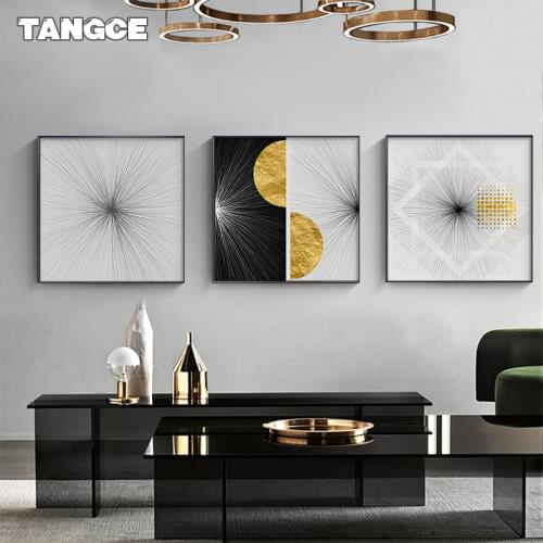 Abstract Golden Geometric Canvas Painting Lines Poster Print Modern Wall Pictures for Living Room Home Decor Nordic Wall Art
