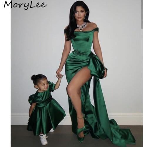 Sexy Evening Dresses vestidos de fiesta de noche Scoop Sleeveless Sweep Train Zipper Mermaid Side Slit Satin Evening Dresses