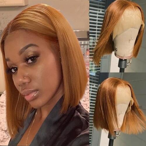 Ambition Brazilian Remy Human Hair Wigs Pre plucked 13x4 Lace Front Wigs for Women Blunt Cut Bob Lace Wigs Bleached Knots