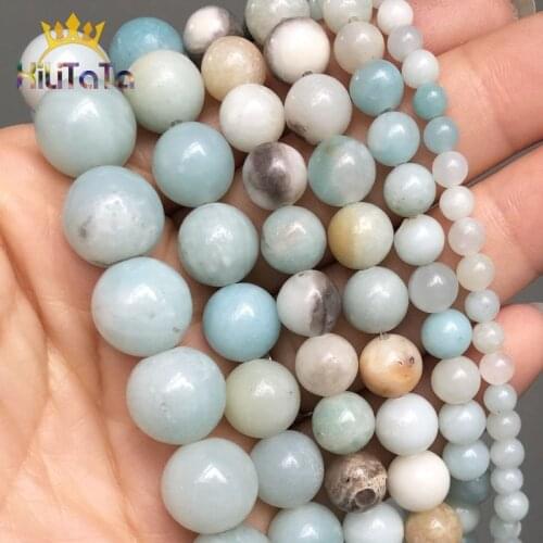 Natural Amazonite Stone Beads Round Loose Spacer Beads For Jewelry Making DIY Bracelet Necklace Accessories 4 6 8 10 12mm 15