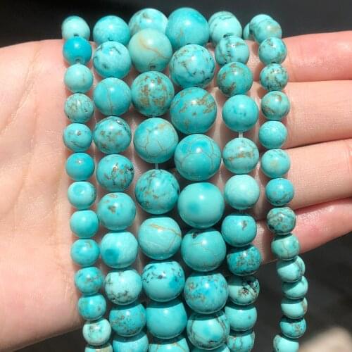 Natural Green Howlite Turquoises Stone Beads Round Loose Spacer Beads For Jewelry Making DIY Bracelets Necklace 15inch 4-12mm