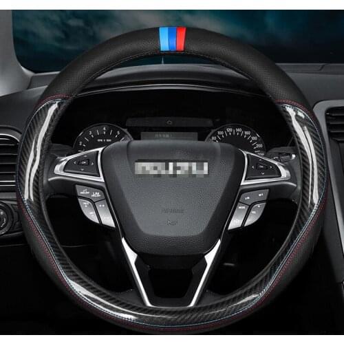 Carbon Fiber Cow Leather Steering Wheel Cover For Isuzu DMax Panther MUX Trooper D-Max MU-X 2018 2019 2020 2021