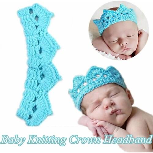 Baby Headband Infant Crown Knitting Crochet Hairband Soft Clothes Newborn Photography Props Costume Baby Photo Hat Cap