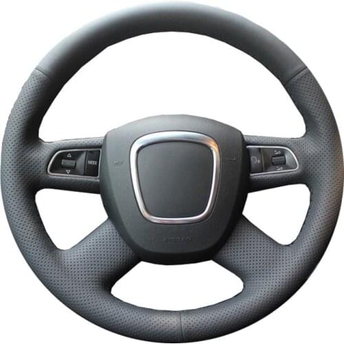 DIY Genuine Leather Car Steering Wheel Cover For Audi A4 B7 B8 A6 C6 2004-2011 Q5 2008-2012 Q7 / Protect Steering-wheel