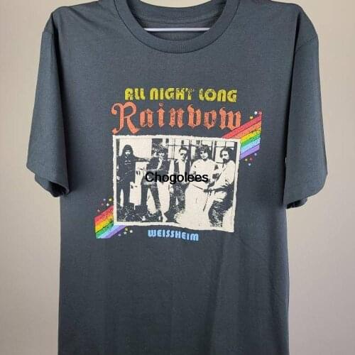 Rainbow All Night Long Tee T Shirt L Large Faded Black