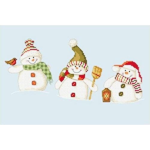 Happy three snowman Greeting Needlework Counted Cross-Stitching Kits New Style Counted Cross stich Painting