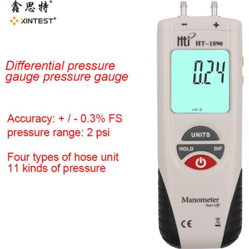 Hti Manometer Digital Air Pressure Meter and Differential Pressure Gauge HVAC Gas Pressure Tester HT-1890