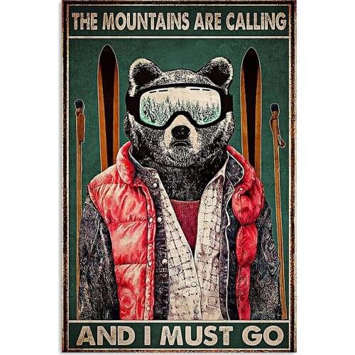 Skiing The Mountains are Calling I Must Go Poster Metal Sign 8x12 inches
