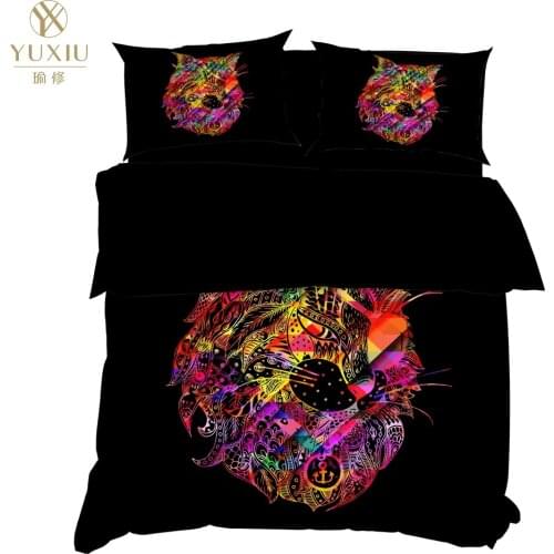 YuXiu3D Digital Printing Duvet Covers 3-Pieces set Black Bedding Set Bed Linen Cover and Pillowcase(s) King Queen Full Twin size