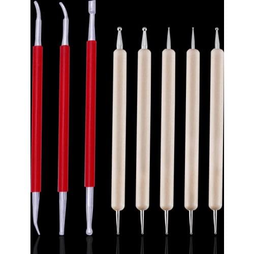 MIUSIE 8PCS Leather Craft Tool Modeling Point Stylus Modelling Splicing Carving Tool Spoon Balls Embossing Carving Press Tools