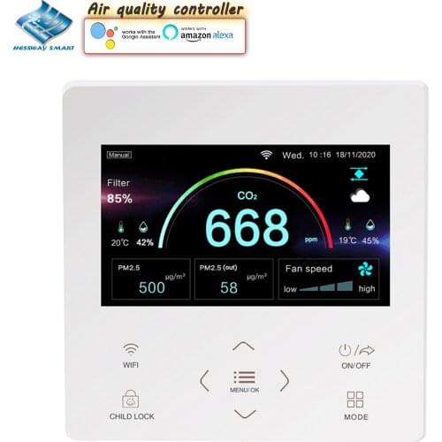 Modbus&RS485 Nather NDIR Keep Level CO2 WIFI Wireless Control for PM2.5/VOC Temperature and Humidity Sensor TUYA Color Touch