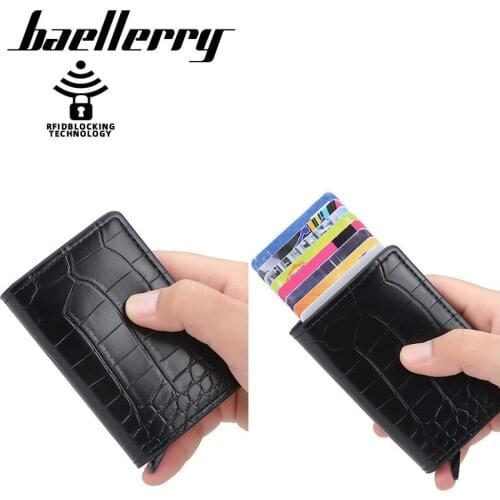 Crocodile pattern Men Samll Card Bag RFID Antimagnetic Aluminum alloy Box Vintage Women Credit Card ID Bank Card Holder Wallet