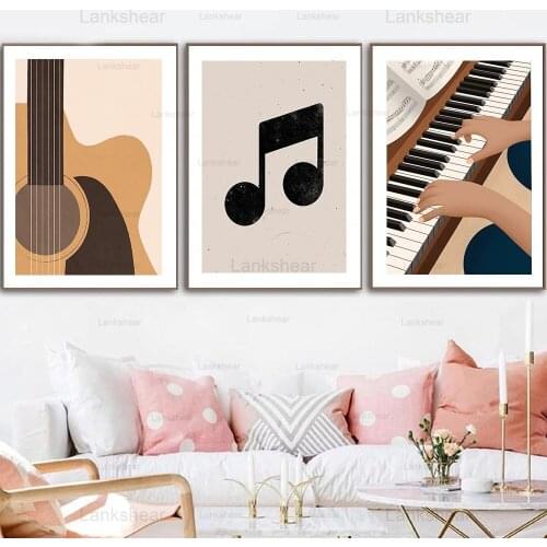 Music Guitar Poster Piano Home Decor Modular Hd Print Picture Nordic Minimalist Wall Art Music Classroom Club Retro Decoration