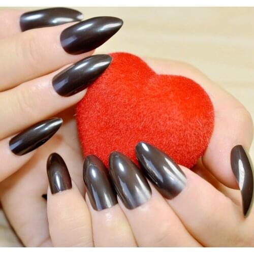 24pcs Stiletto False Nail Full Cover Acrylic Nail Tips Artificial Nails Fake Nails Fuax Ongles 8 Colors