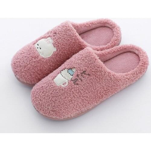 New Winter Womens Slipper Cartoon Style Soft Plush Lovers Home Cotton Slide Fashion Lovely House Slippers With Fur Warm Slipper