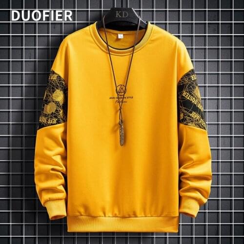 Autumn Mens Hoodie Casual Patchwork Long Sleeve Sweatshirt Fake Two Pieces Man Trendy Pullovers Harajuku Style Streetwear 2021