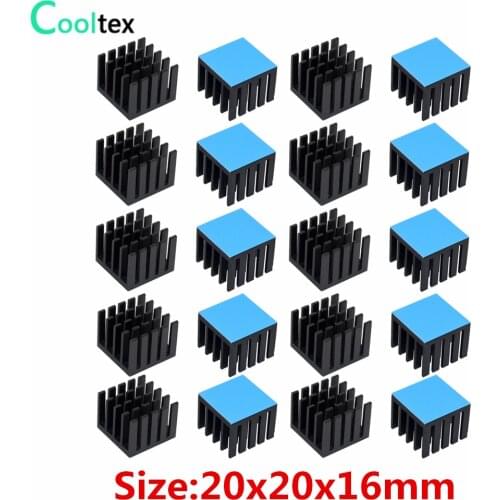 20pcs Aluminum Heatsink 20x20x16mm Heat Sink Radiator Cooling cooler For Electronic Chip IC With Thermal Conductive Tape