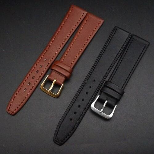 New arrived - High quality 50PCS/lot 18mm genuine leather watch band watch strap watch parts black and brown color - 091203