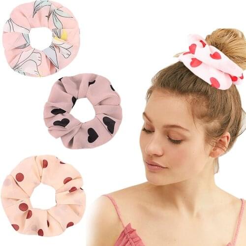 Lady girl Hair Scrunchy Ring Elastic Hair Bands Love heart Leopard plaid Large intestine Sports Dance Scrunchie Hairband 1008