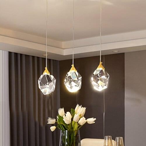 Luxury K9 Crystal Bedroom Bedside Pendant Lamp Nordic Dining kitchen suspension Pendant Light Bar Table Shop Hanging Light