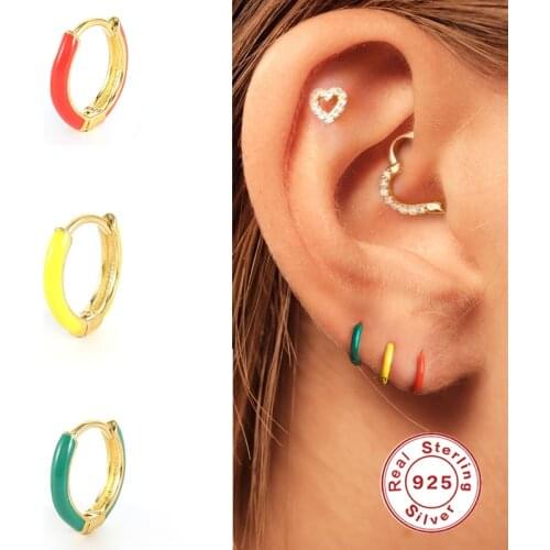 925 Sterling Silver Earring Colorful Dripping Oil Ear Buckle Arring For Anniversary Party Trend Wild Girl Silver Gift Ear Jewelr